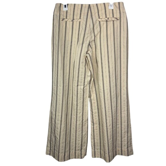 Burning Torch Cream Black Striped Wide Leg Hi-Waist Culottes Pants Women's sz8 - Picture 3 of 10